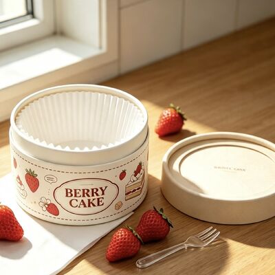 Custom Recyclable Food Grade Cardboard Can Baking Dessert Cylinder Tiramisu Cheesecake Paper Tube Cake Packaging Box