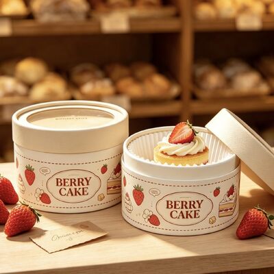Custom Recyclable Food Grade Cardboard Can Baking Dessert Cylinder Tiramisu Cheesecake Paper Tube Cake Packaging Box