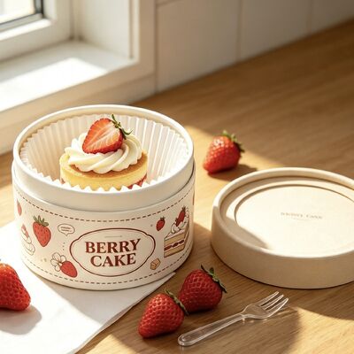 Custom Recyclable Food Grade Cardboard Can Baking Dessert Cylinder Tiramisu Cheesecake Paper Tube Cake Packaging Box