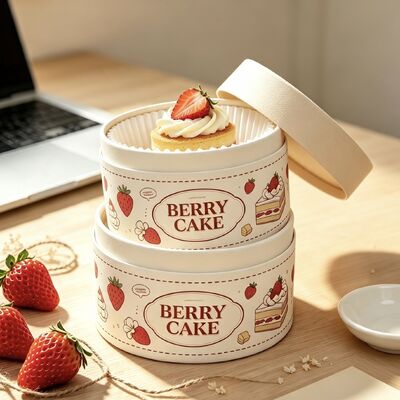 Custom Recyclable Food Grade Cardboard Can Baking Dessert Cylinder Tiramisu Cheesecake Paper Tube Cake Packaging Box