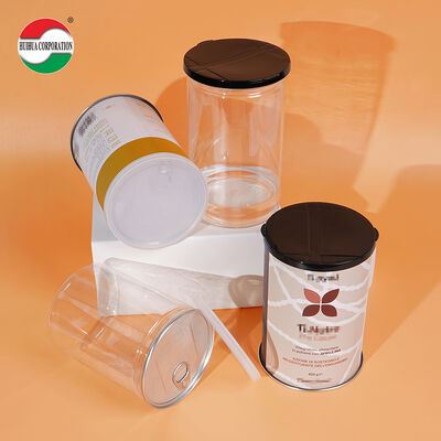 Wholesale Clear PET Seasoning Can, Food Safe Spice Packaging with Aluminum Easy Open End, Custom Logo Available