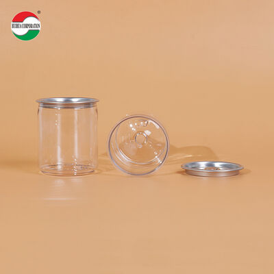 Clear PET Beverage Can with Custom Sizes & Multiple Lid Options, Food Grade Empty Drink Container