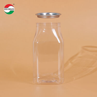 500ml Clear PET Square Beverage Can with Easy Open End Food-Grade Empty Plastic Drink Container