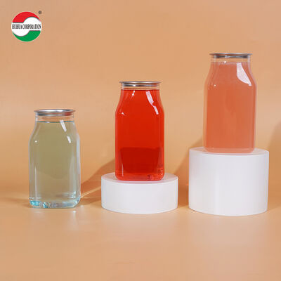 500ml Clear PET Square Beverage Can with Easy Open End Food-Grade Empty Plastic Drink Container