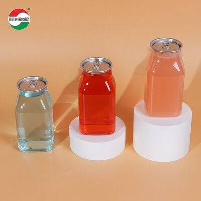 500ml Clear PET Square Beverage Can with Easy Open End Food-Grade Empty Plastic Drink Container