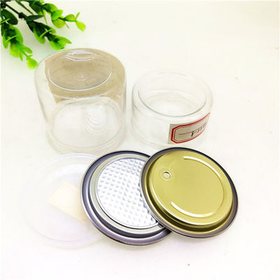 FDA Clear Plastic Cylinder , 50ml Dried Cans Aluminum Peel Off Food Jar