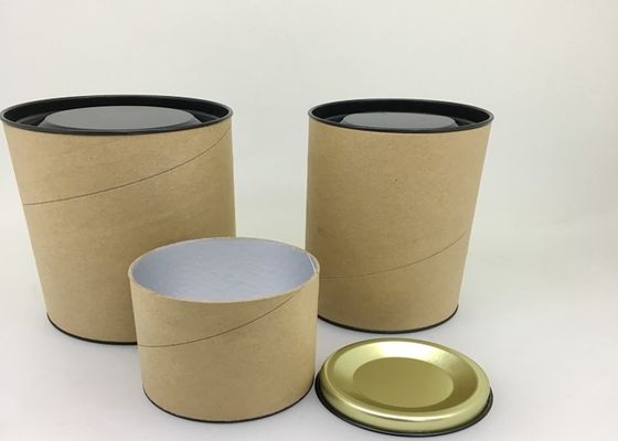 Anti - Rust Paper Tube Packaging With Metal Lid / Tea Tin Paper Cylinder Containers