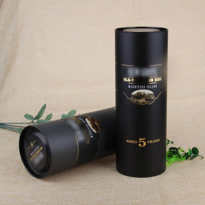 Empty Cylinder Paper Tube Box For Wine Bottles Packaging With Metal Lid