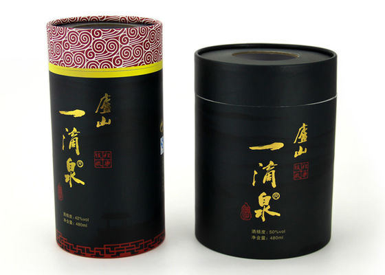 Cylindrical Black Paper Tubes Round Clear Window Coffee Bean , Tea Packaging