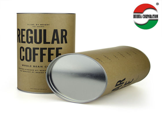 Foil Lined Silver Movable Cover Paper Canister For Coffee Packaging